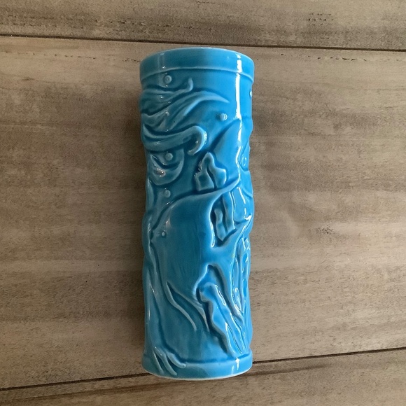 VIintage Turquoise Orchids of Hawaii Mermaid Fish Tiki Mug Vase R-99 - Picture 3 of 8